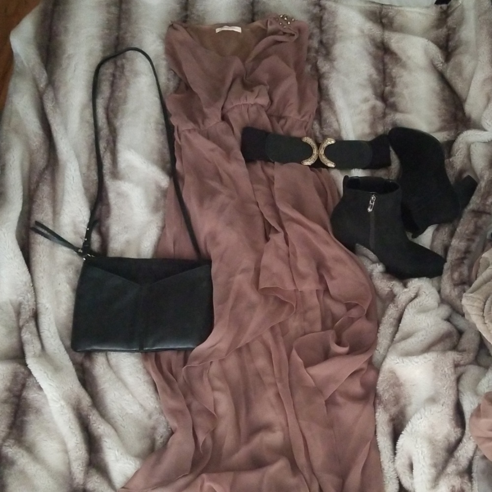 Mocha Brown Chiffon Dress